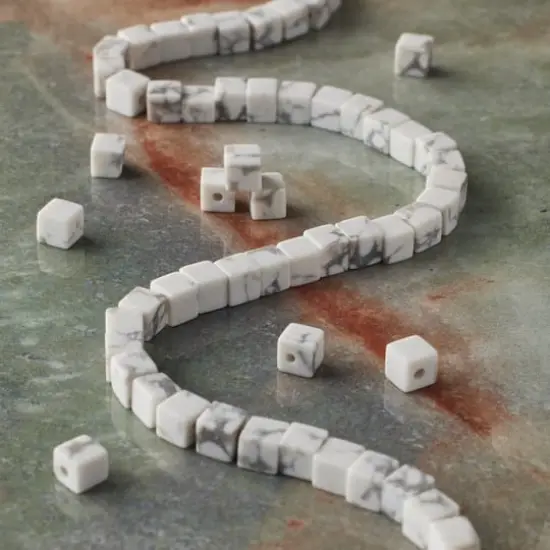 White Howlite Cube Beads, 4mm by Bead Landing&trade; {3}