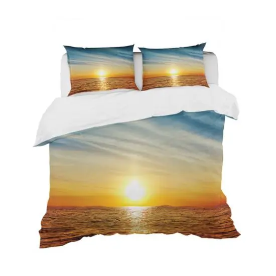 Designart 'Brilliant Texture of Sea Currents' Beach Bedding Set - Duvet Cover & Shams {2}
