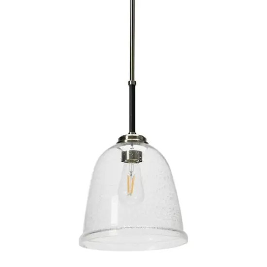 Hello Honey® Robert Stevenson Lighting Landry 11" Black & Nickel Seedy Glass & Metal Ceiling Light {1}
