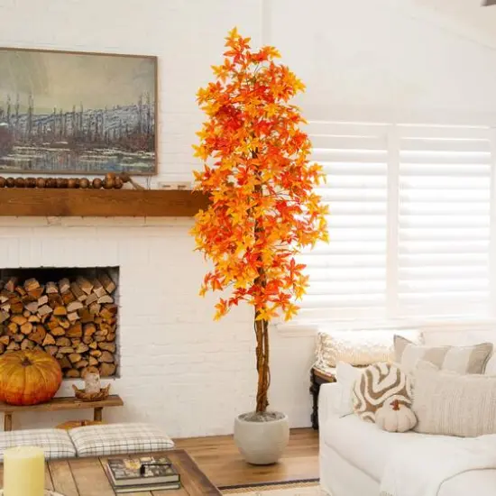 9ft. Autumn Deluxe Maple Artificial Fall Tree {8}