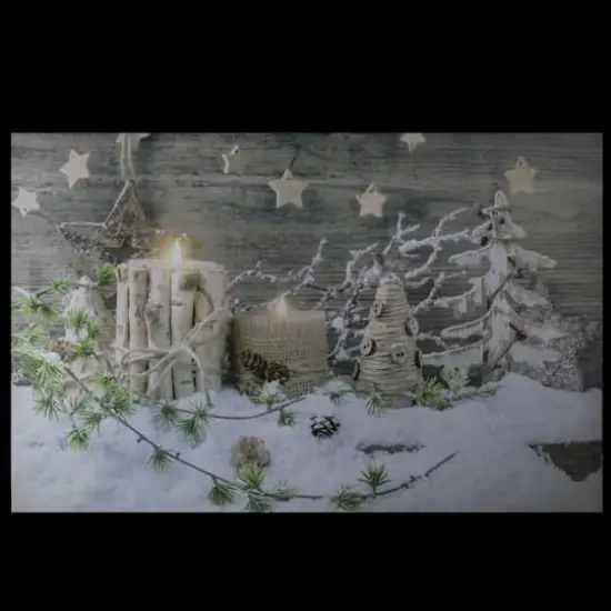 LED Lighted Country Rustic Winter Christmas Canvas Wall Art {9}