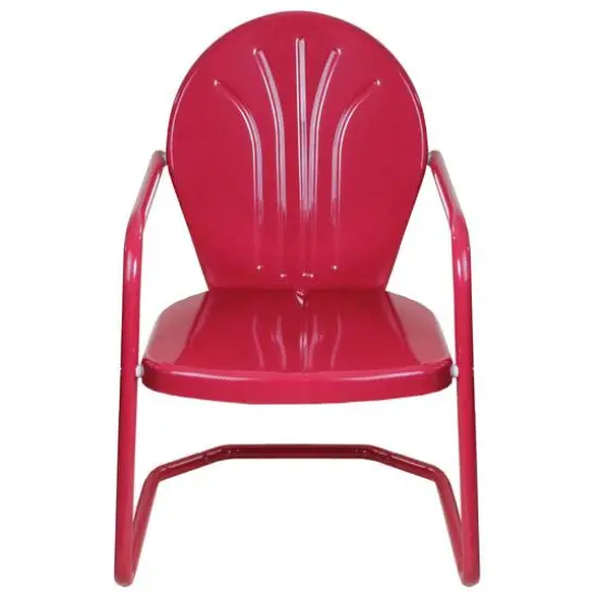 34" Raspberry Pink Retro Style Outdoor Metal Tulip Chair {3}