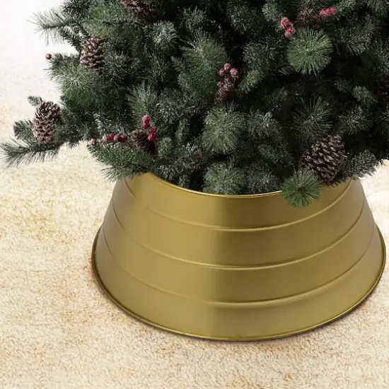 Glitzhome&reg; 22" Gold Metal Tree Collar {3}