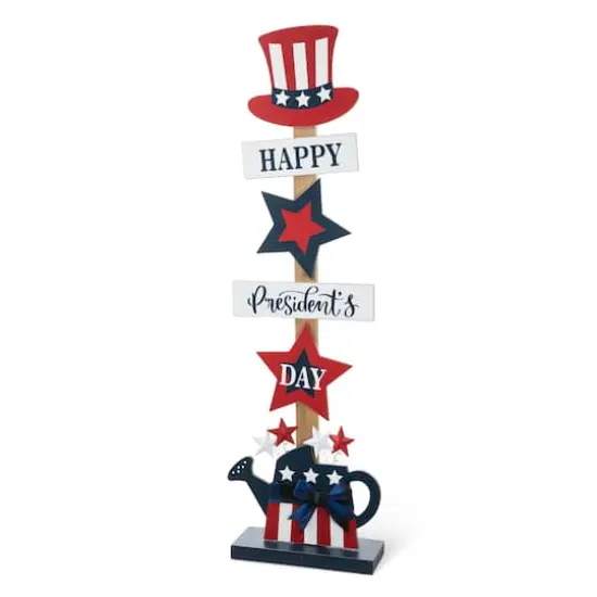 Glitzhome&reg; 35.7" Patriotic Americana Wooden Top Hat Porch Sign {1}