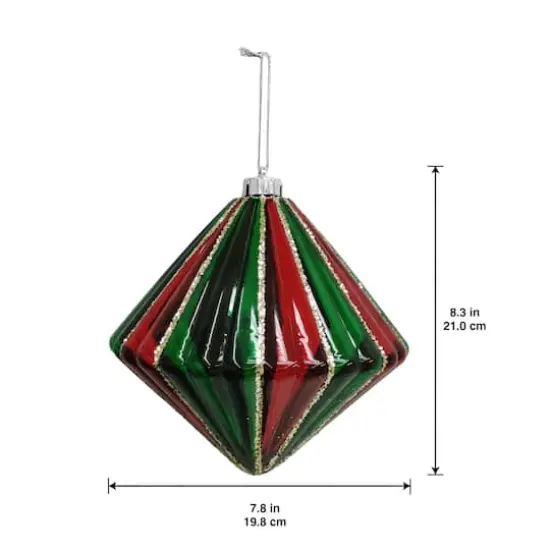 7.75" Jumbo Red, Green & Gold Shatterproof Diamond Ornament by Ashland® {4}
