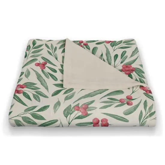 Holly Berries 50x60 Coral Fleece Blanket {3}
