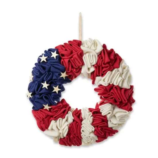 Glitzhome&reg; 18" Americana Round Fabric Wreath {1}