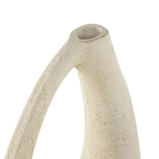 14" Cream Abstract Cutout Paper Mache Vase  {5}