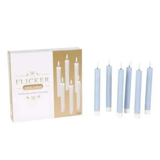 8" Flameless Wax Candles with Remote Control, 6ct. Light Blue {8}