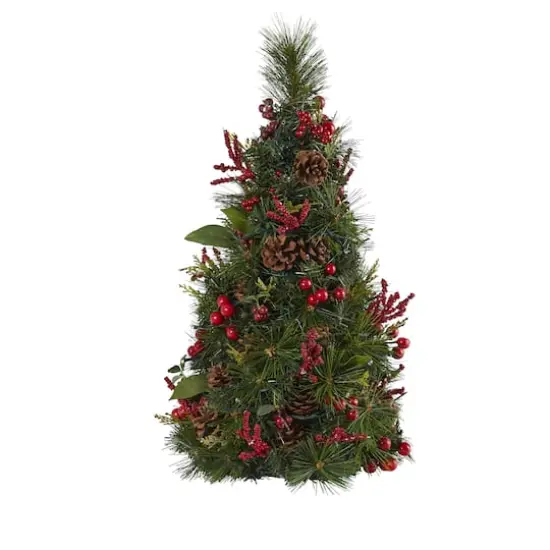 2ft. Pre-Lit Mixed Berry & Pine Cone Artificial Christmas Tree with Clear LED Lights {1}