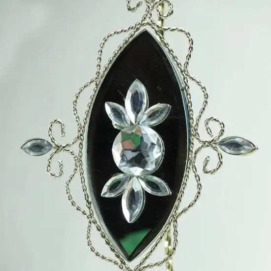 9.5" Silver Elegant Jeweled Mirrored Drop Christmas Ornament {4}