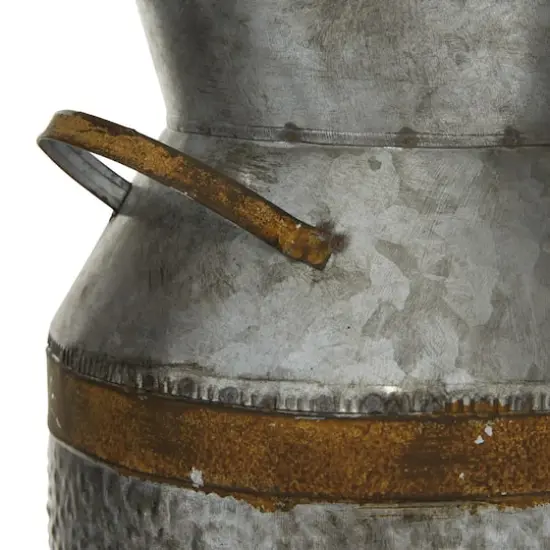14" Gray Decorative Milk Can {4}