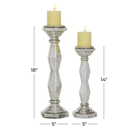 Silver Glass Glam Candle Holder Set {7}