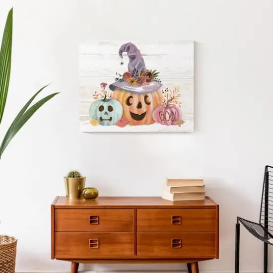 Pastel Jack-O-Lantern Still Life Canvas Wall Art {5}
