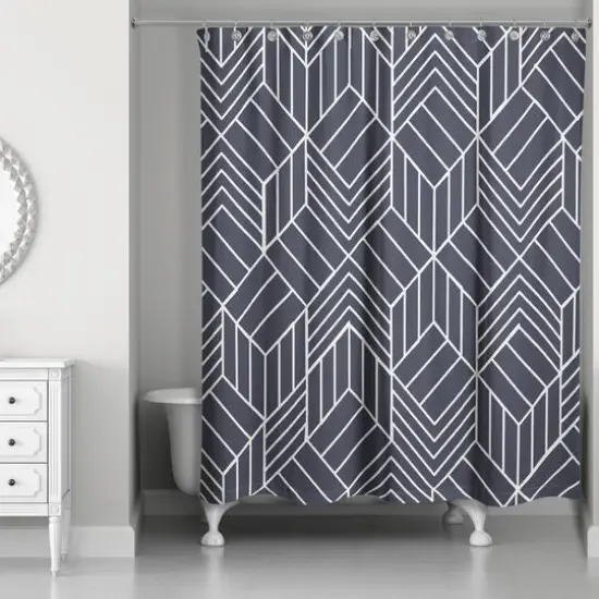 Hatch Chevron Shower Curtain Navy {3}