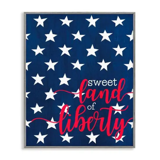 Stupell Industries Sweet Land Of Liberty Americana Framed Giclee Art Gray {1}