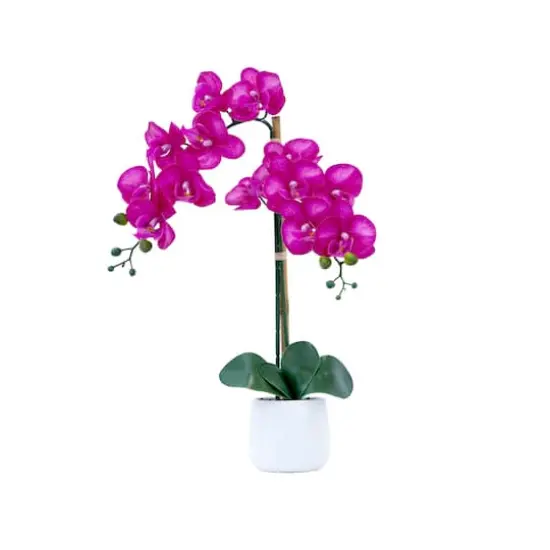 19" Artificial Purple Orchid with Decorative Vase {1}