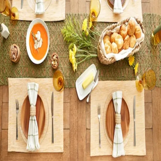 DII® Tonal Recycled Cotton Slubby Rib Placemats, 6ct. Honey Gold/Off White {7}