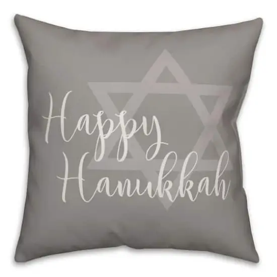 Happy Hanukkah Star of David 18x18 Spun Poly Pillow {1}