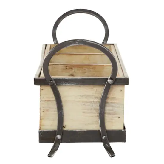 22" Brown Wood Farmhouse Tray {4}