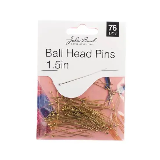 John Bead Must Have Findings 1.5" Ball Head Pins, 76ct. Gold {2}