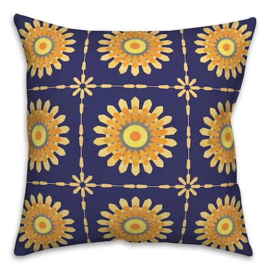Flower Medallion Throw Pillow Navy {1}