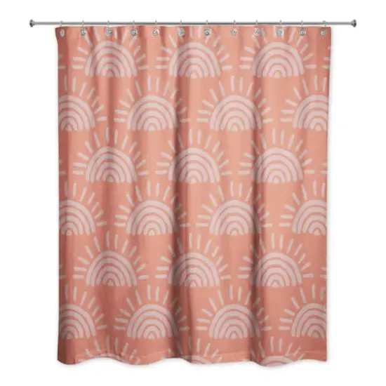Sun Pattern Shower Curtain Pink {1}