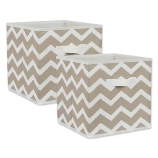 DII&reg; 11" Nonwoven Polyester Chevron Storage Cubes, 2ct. Stone {1}