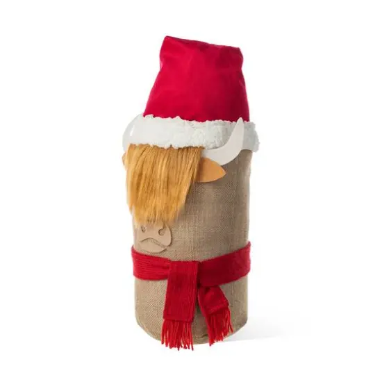 Glitzhome® 20" Christmas Linen Highland Cow Doorstop Porch Decor {7}