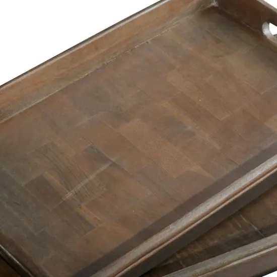 Brown Mango Wood Contemporary Tray Set {4}