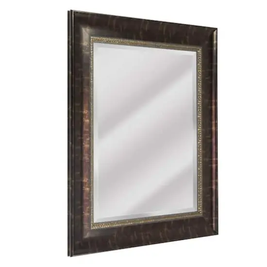 Head West 32" Distressed Embossed Bronze Framed Wall Vanity Mirror {1}