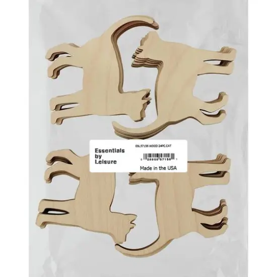 Essentials by Leisure Arts Flat Wood Cat, 24ct. {1}