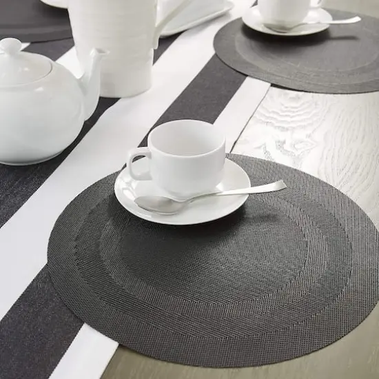 DII&reg; Round Double Frame Placemats, 6ct. Black {4}
