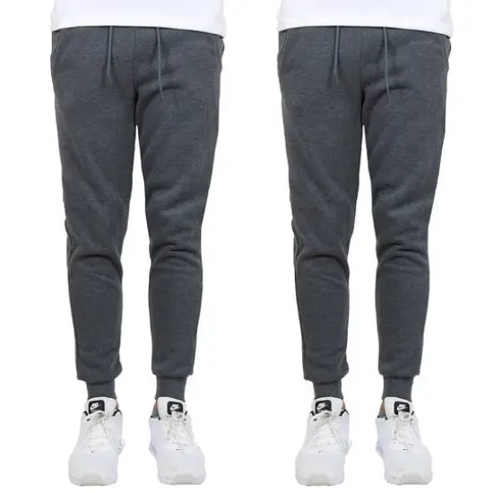 Galaxy by Harvic Men's Fleece-Lined Jogger Sweatpants 2 Pack Charcoal/Charcoal {1}