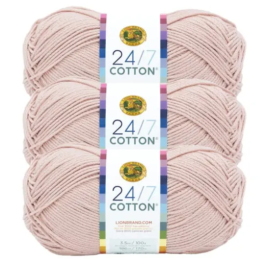 3 Pack Lion Brand&reg; 24/7 Cotton&reg; Yarn Beechnut {1}
