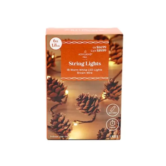 18ct. Warm White LED Pinecone String Lights by Ashland&reg; {4}