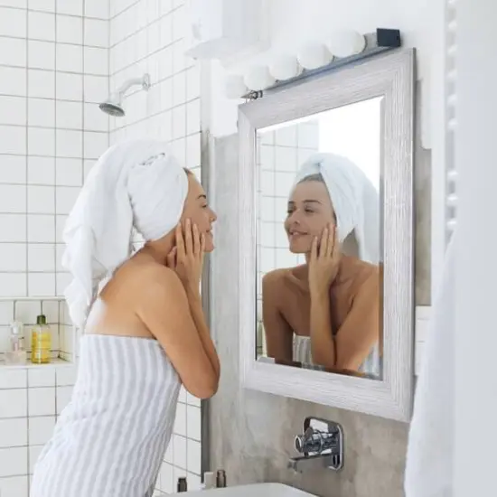 Head West&reg; Textured Chrome Rectangular Wall Vanity Mirror  {4}