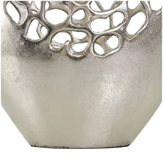 15" Silver Aluminum Vase with Freeform Open Lattice {5}