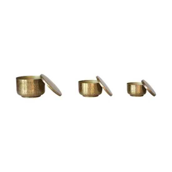 Hello Honey&reg; Antique Brass Hammered Debossed Aluminum Containers {7}