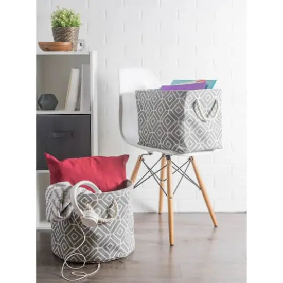 DII&reg; Large Stained Glass Print Rectangular Bin Gray {4}