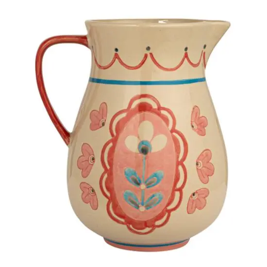 Hello Honey&reg; 9.5" Multicolor Floral Stoneware Pitcher with Handle {8}