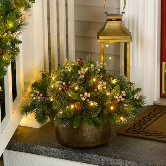 18" Crestwood&reg; Gold Berries & Spruce LED Urn Filler {3}