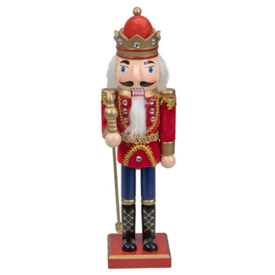 14" Wooden Nutcracker King with Scepter {6}