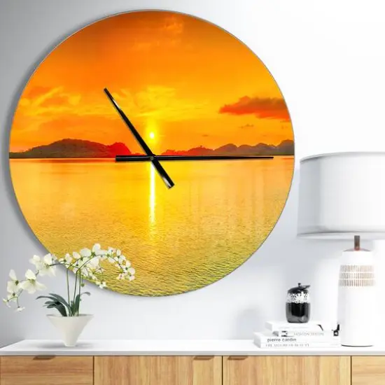 Designart Sunset Panorama Modern Wall Clock {3}