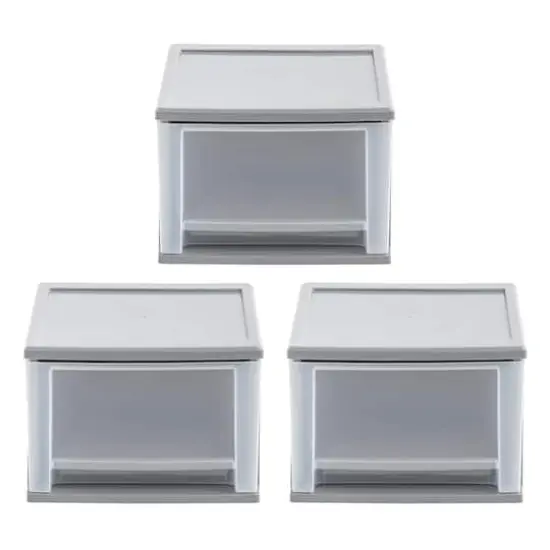Iris&reg; 17qt. Gray Stacking Drawer, 3 Pack {2}