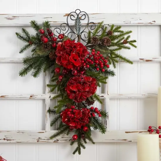 2.25ft. Christmas Hydrangea Teardrop Swag {4}