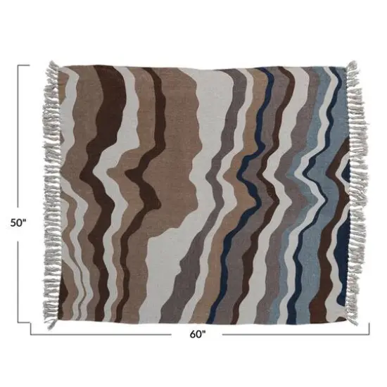 Hello Honey&reg; Multicolor Print & Fringe Recycled Cotton Throw Blanket {6}