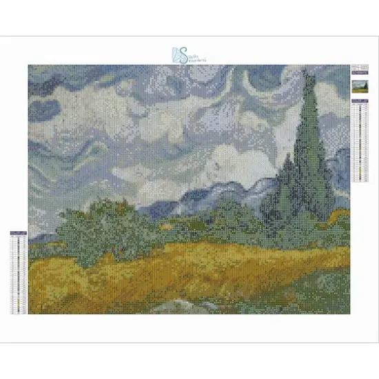 Sparkly Selections Wheat Field with Cypresses by Vincent Van Gogh Diamond Painting Kit, Round Diamonds {4}