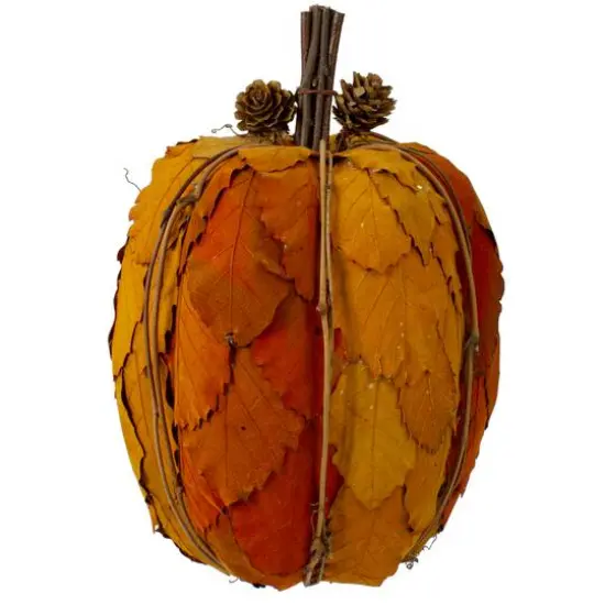 10" Orange & Brown Fall Harvest Tabletop Pumpkin {1}