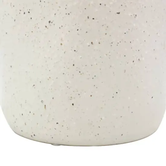 16" Cream Ceramic Abstract Wavy Vase with Textured Speckled Detailing {3}